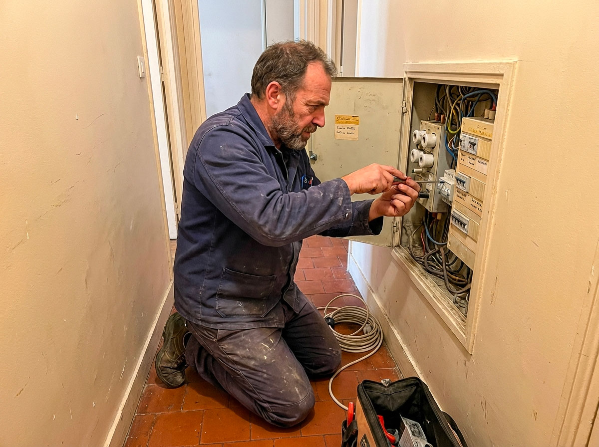 Électricien au travail