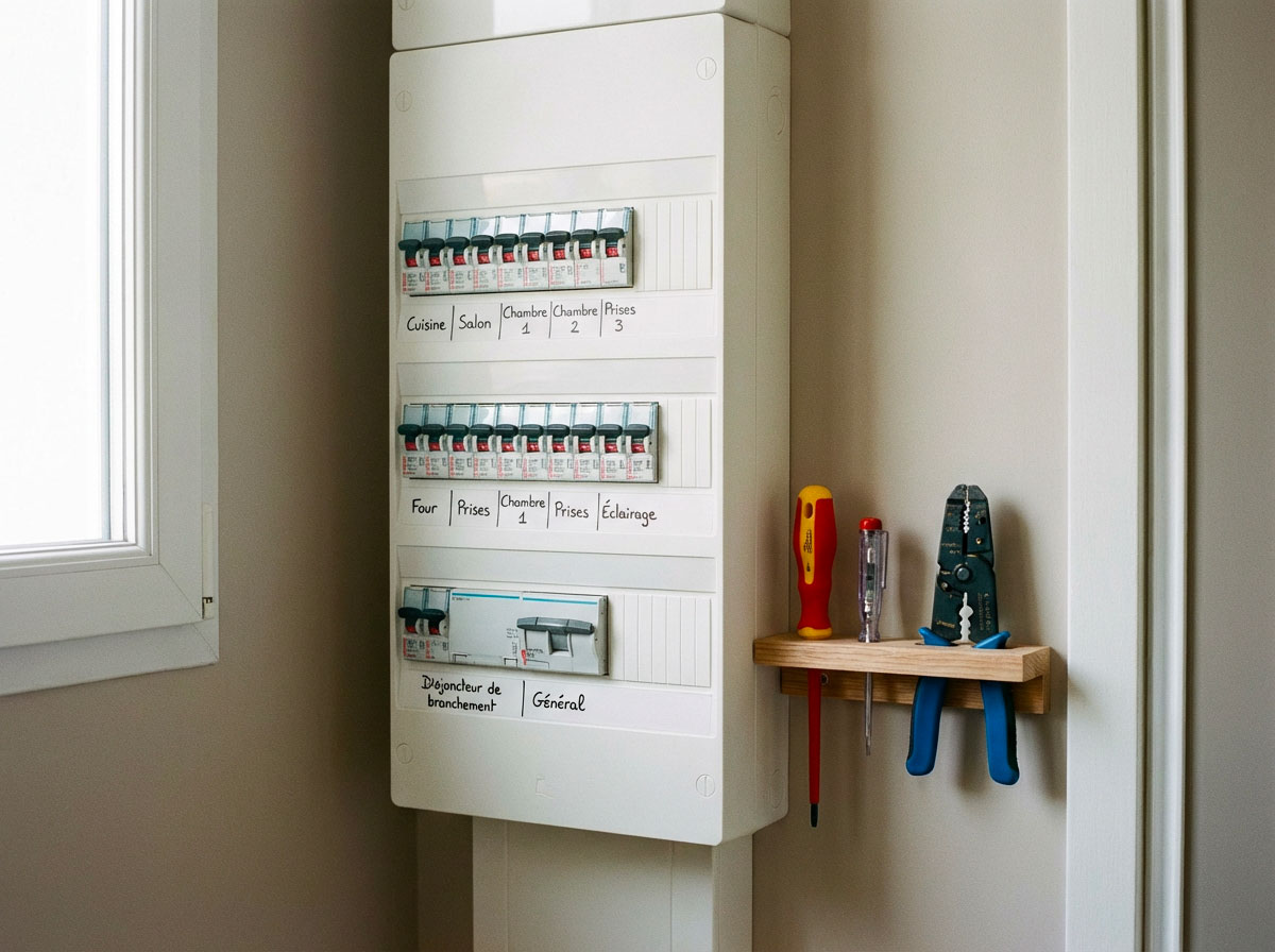 Client satisfait discutant avec un électricien après une intervention réussie